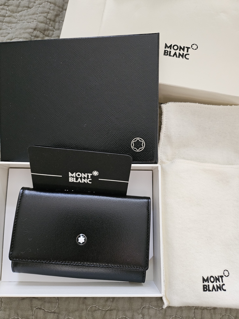 Montblanc Black Leather Key & Card Holder with Emblem